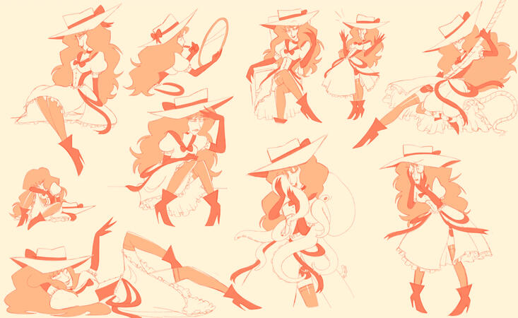 Rouge pose sheet (2024) James Bond villain concept