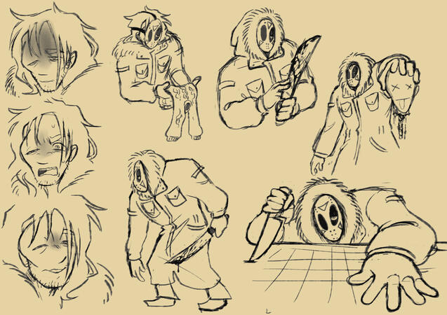Jason pose/expression sheet (2025) Winter slasher concept